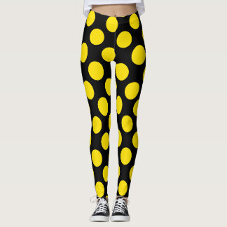 Gelbe auf schwarzen Punkten-Leggings Leggings
