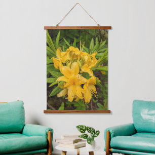 Gelbe Azalea Blütenblüte Wandteppich Mit Holzrahmen