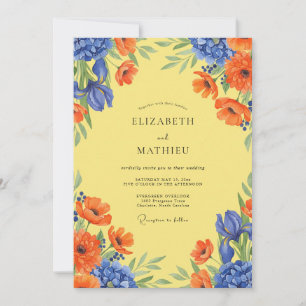 Gelbe Azure Mohn Hochzeit Einladung