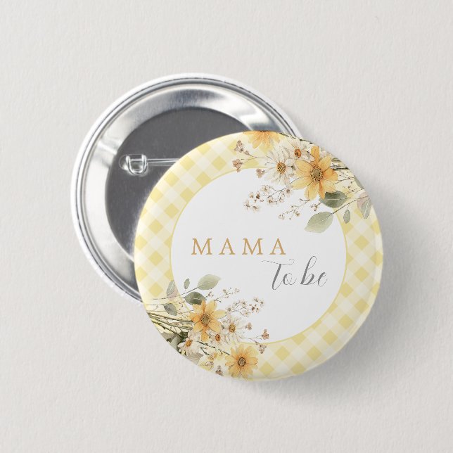 Gelbe Babydusche Mama soll Button (Vorne & Hinten)