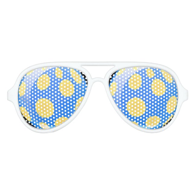 Gelbe Bälle auf blauem Hintergrund Partybrille (Vorderseite)