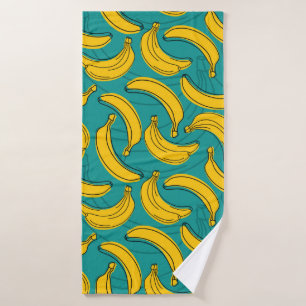 Gelbe Banane mit schwarzer Kontur Badehandtuch