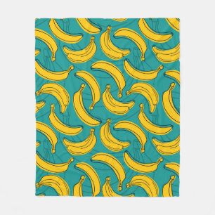 Gelbe Banane mit schwarzer Kontur Fleecedecke
