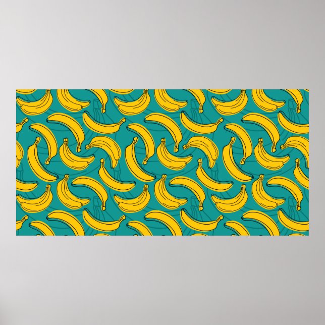 Gelbe Banane mit schwarzer Kontur Poster (Vorne)