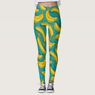 Gelbe Banane: Vintage schwarze Kontur Leggings