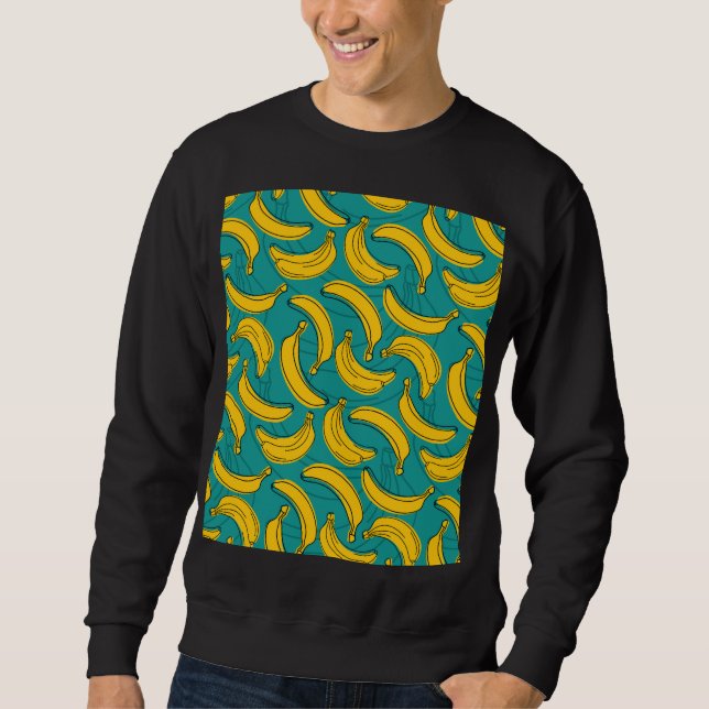 Gelbe Banane: Vintage schwarze Kontur Sweatshirt (Vorderseite)