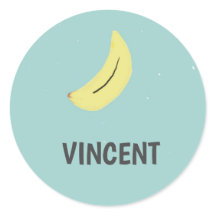 Gelbe Banane zeichne blauen Umschlag Aufkleber