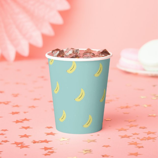 Gelbe Banane zeichne blaues Muster Pappbecher (Insitu)