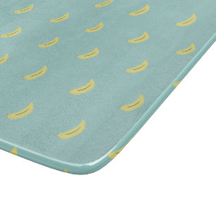 Gelbe Banane zeichne blaues Muster Schneidebrett
