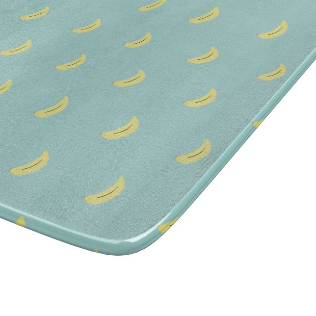 Gelbe Banane zeichne blaues Muster Schneidebrett (Ecke)