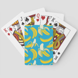 Gelbe Bananen, blaues Hintergrundmuster Spielkarten