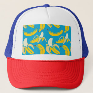 Gelbe Bananen, blaues Hintergrundmuster Truckerkappe
