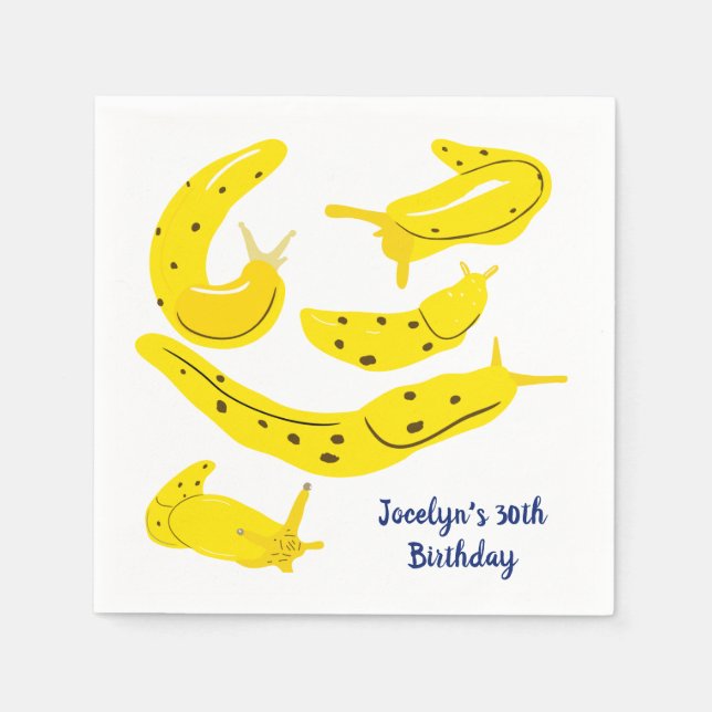 Gelbe Bananenschnecken Personalisiertes Party Serviette (Vorderseite)