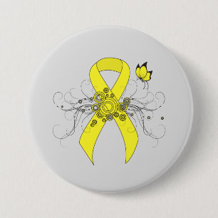 Gelbe Barke mit Schmetterling Button