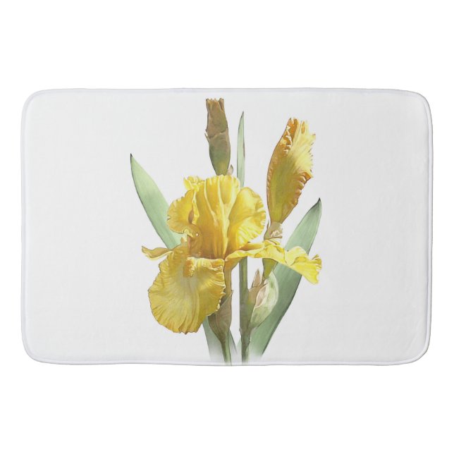 Gelbe Bartiris-Blume Botanisches Design Badematte (Vorderseite)