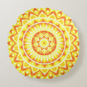 Gelbe Basis Mandala Rundkissen Rundes Kissen