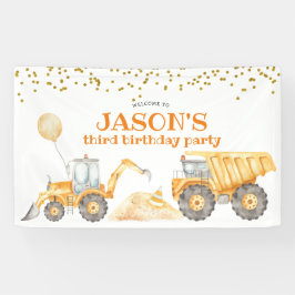 Gelbe Bauwagen Geburtstag Große Banner