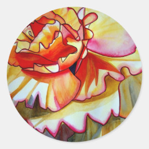 Gelbe Begonia Blume Aquarellkunst Runder Aufkleber