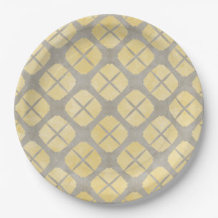 Gelbe Beige, Taupe Mitte des Jahrhunderts Modernes Pappteller