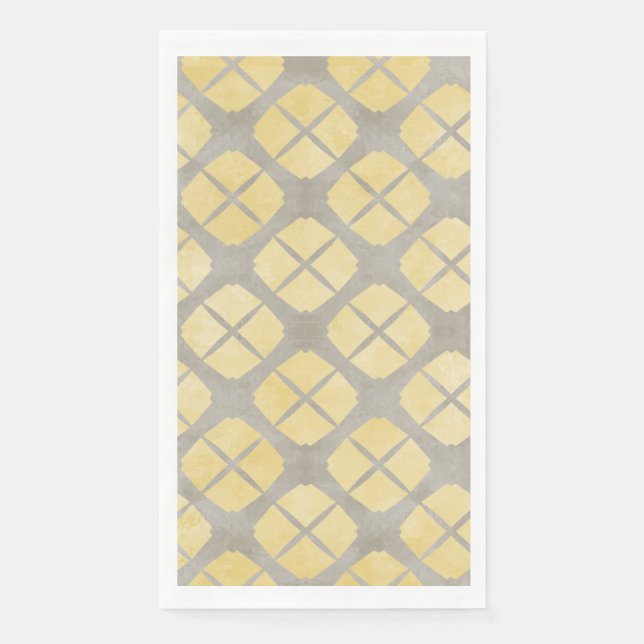 Gelbe Beige, Taupe Mitte des Jahrhunderts Modernes Serviette (Vorderseite)