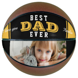 Gelbe beste Vater jemals Vater-Typografie-Foto Basketball