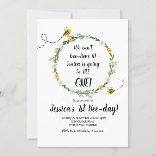 Gelbe Biene Rustikale Party Einladung 1. Geburtsta