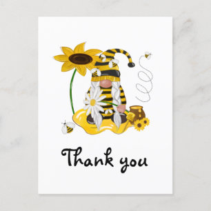 Gelbe Bienen-Gnom-Sonnenblume-Dankeschön-Postkarte Postkarte