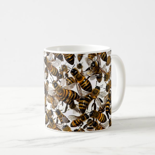 Gelbe Bienen Kaffeetasse (VorderseiteRechts)