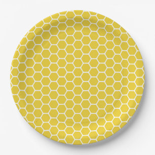Gelbe Bienenwabe Pappteller