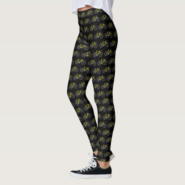 Gelbe Bikes auf schwarz Leggings (Links)