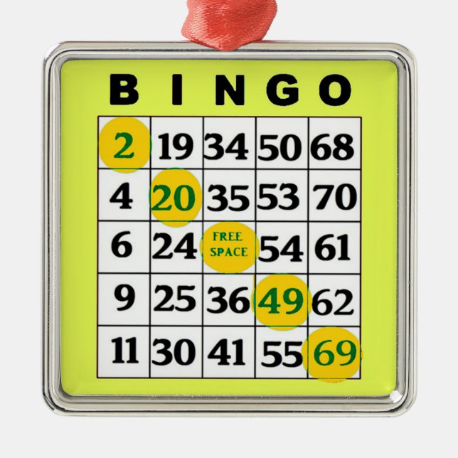 Gelbe BINGO-Karte | BINGO Lover's Geschenk Weihnac Ornament Aus Metall (Vorne)