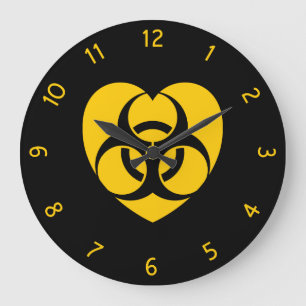 Gelbe Biogefährdung Große Wanduhr