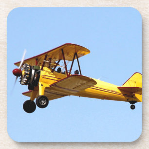 Gelbe Biplane Getränkeuntersetzer