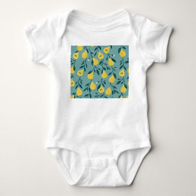 Gelbe Birne: Vintager Hintergrund Baby Strampler (Vorderseite)