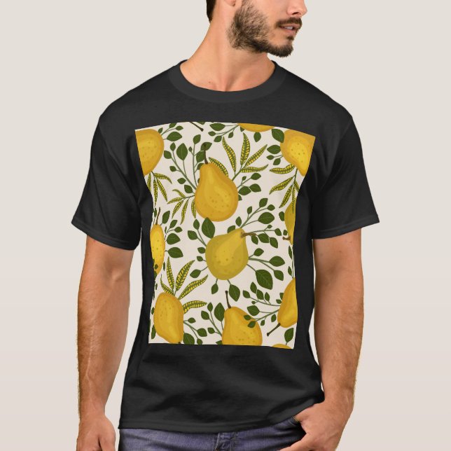 Gelbe Birnen Blätter Weißer Hintergrund T-Shirt (Vorderseite)