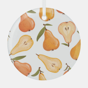 Gelbe Birnen: Nahtloser weißer Hintergrund. Ornament Aus Glas