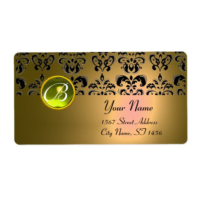 GELBE BLACK DAMASK MONOGRAM, Topaz (Vorne)