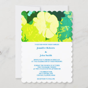 Gelbe Blätter Grün Blau Künstlerisch Boho Hochzeit Einladung