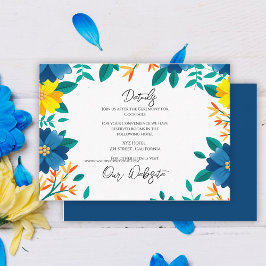 Gelbe blaue Blume Elegante Hochzeitsdetails Begleitkarte