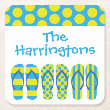 Gelbe blaue Flip Flops Personalisierte Paper-Unter