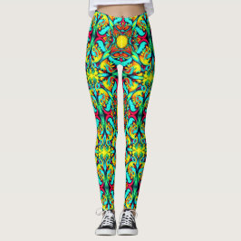 Gelbe blaue Gemusterte Leggings