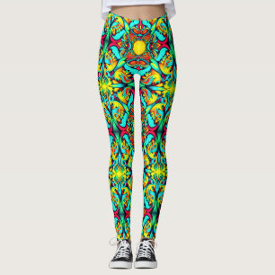 Gelbe blaue Gemusterte Leggings