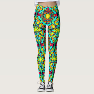 Gelbe blaue Gemusterte Leggings