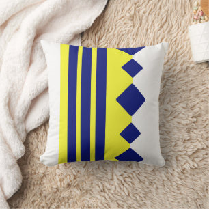 Gelbe blaue geometrische Quadrate Kissen
