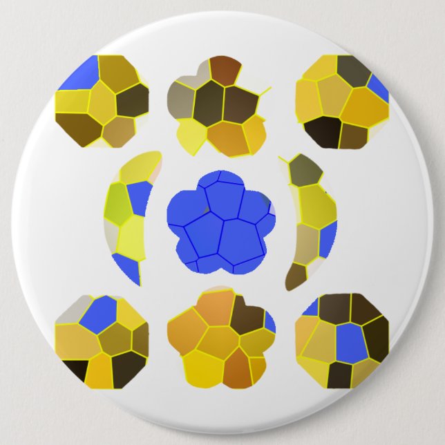 Gelbe blaue Illustration Extravagante Formen Button (Vorderseite)