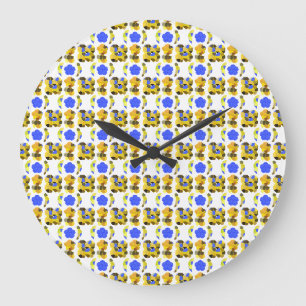 Gelbe blaue Illustration Extravagante Formen Große Wanduhr