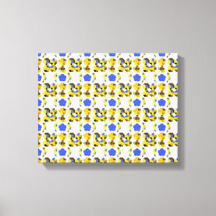 Gelbe blaue Illustration Extravagante Formen Leinwanddruck