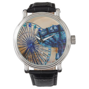 Gelbe blaue Invertegrad-Schwingungen Fairways Armbanduhr