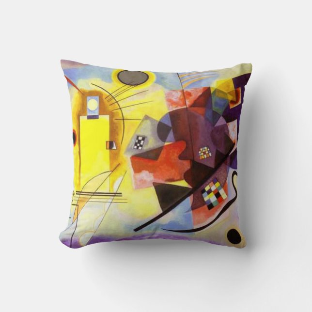 Gelbe blaue Kandinsky-Abstrakte Malerei Kissen (Vorderseite)