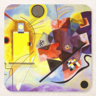 Gelbe blaue Kandinsky-Abstrakte Malerei Rechteckiger Pappuntersetzer